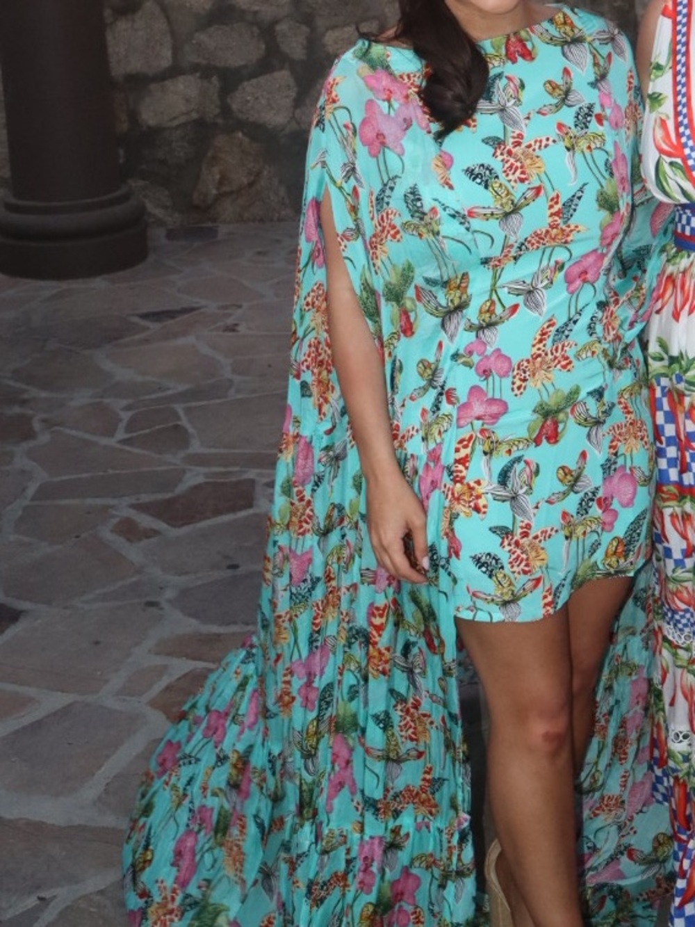 LA FUORI Teal Orchid Bouquet Dress - Picture 5 of 5